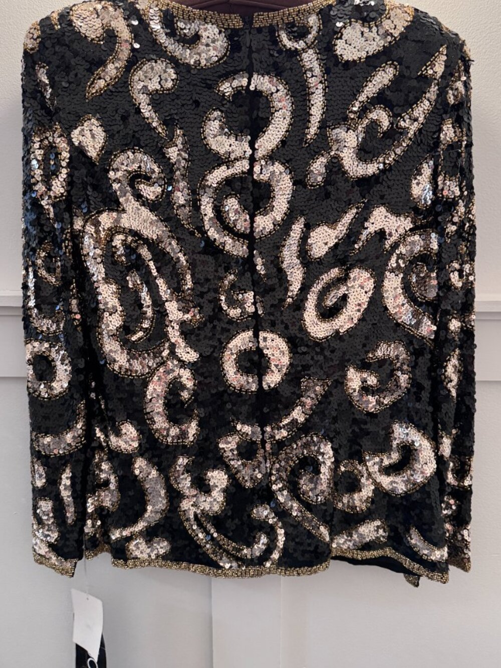 Joan Leslie Sequin Top Black Gold Beaded Evening Blouse VTG Glam NWT - Picture 3 of 11